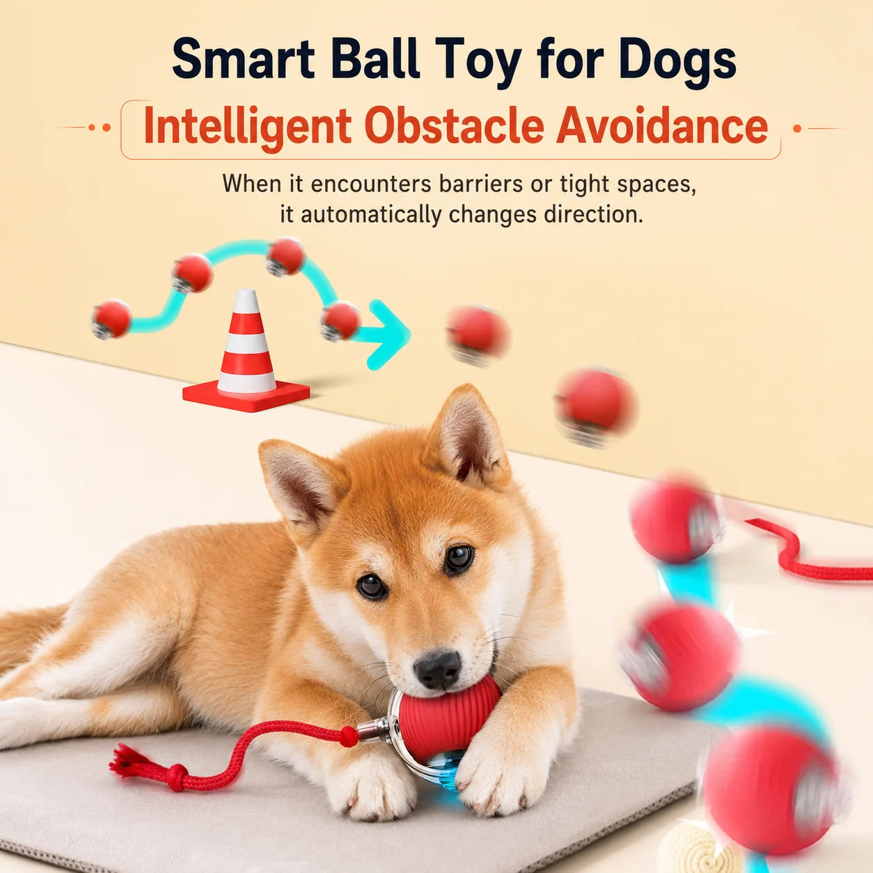 CalmPaws Smart Chase - Automatic Rolling Interactive Dog Toy