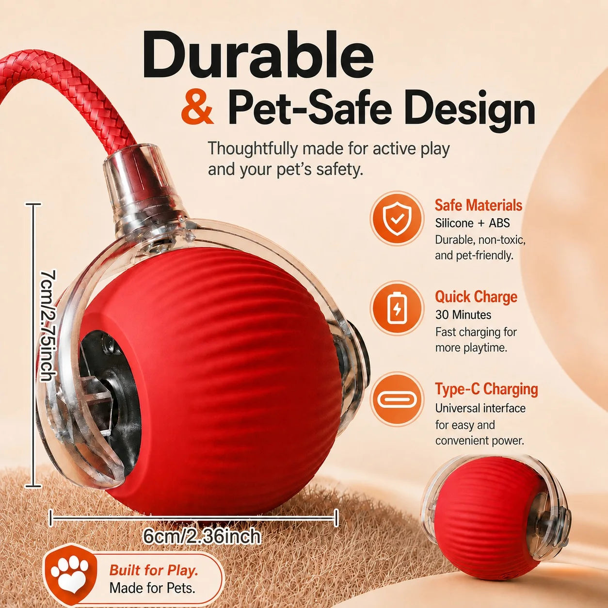 CalmPaws Smart Chase - Automatic Rolling Interactive Dog Toy