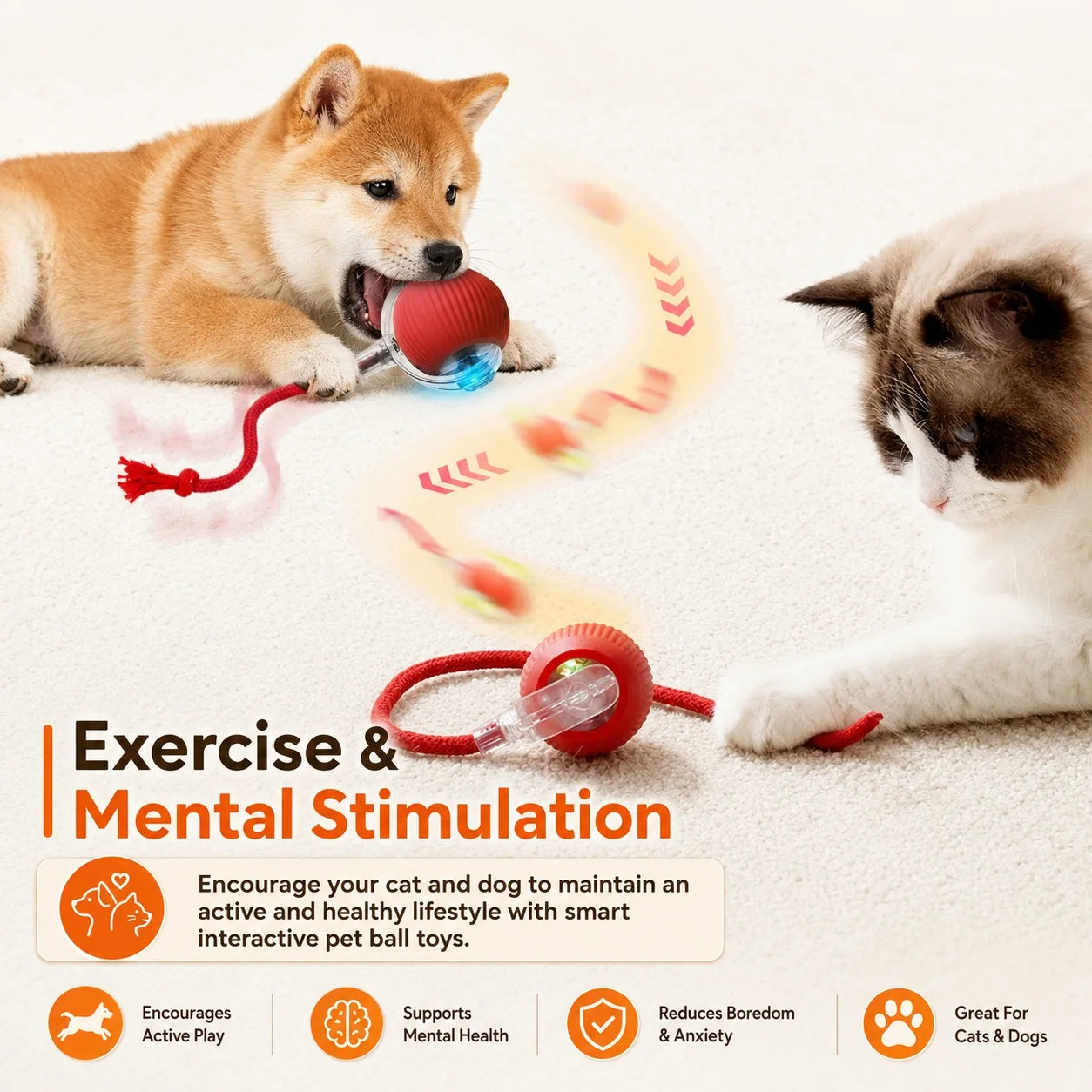 CalmPaws Smart Chase - Automatic Rolling Interactive Dog Toy